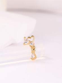 1 Pieza Pendiente de nariz con diseños colgantes de mariposa, corazón y cruz, Anillo de nariz en forma de L, Joyería de piercing de oro/plata para mujeres