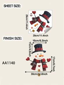 1 Pc Christmas Splicing Cute Christmas Snowman Stickers Can Be Used For Glass Refrigerator Toilet Bathroom Decoration Self-Adhesive Removable Wall Stickers