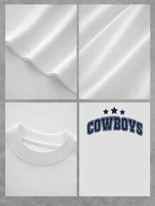 Camiseta de moda para mujer con un gráfico vaquero y un diseño de tres estrellas. Confeccionada en una suave mezcla de algodón, este corte holgado es perfecto para el día a día y está disponible en una variedad de tallas y colores para combinar con tu estilo. - Blanco - Ver 4