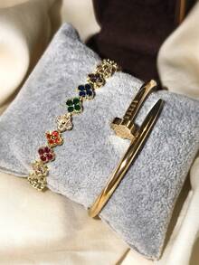 Bộ 2 vòng tay cỏ bốn lá cổ điển sang trọng, trang sức thời trang cho nữ, thích hợp đeo hàng ngày và làm quà tặng - Phong cách 2 - Xem 8