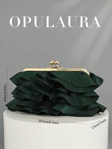 OpulAura 女士优雅迷人花瓣宴会手拿包，荷叶边设计晚礼服手提包，适合婚礼/度假/正式派对/舞会，配有链条 - 綠色 - 查看 5