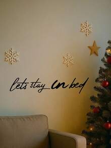 4 metalowe tabliczki ścienne "Let's Stay In Bed", rustykalna dekoracja z żelaza do domu, idealny prezent na parapetówkę