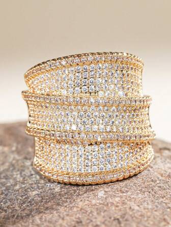 1 pieza Anillo de circonita cúbica bonito para mujer para boda, compromiso, aniversario, fiesta, joyería, regalo del Día de San Valentín