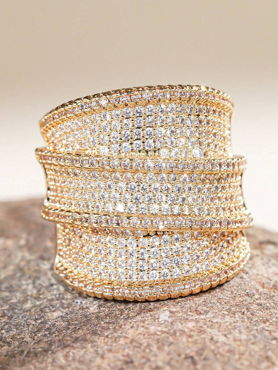 1 Pc Pretty Cubic Zirconia Ring For Women For Wedding Engagement Anniversary Party Jewelry Valentine's Day Gift