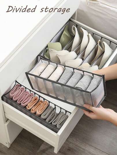 3 Pieces Set Bra Drawer Storage Bag, Underwear Drawer Storage Box, Underwear Storage Box, Wardrobe Storage Box And Storage Box, Mesh Drawer Storage Box, Partition Cabinet, Underwear, Bra Socks Closet Organization And Storage Clothes Organizer Bedroom