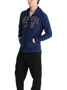 Men's Aero Logo Full Zip Hoodie-Arch - Cadet Navy - View 3