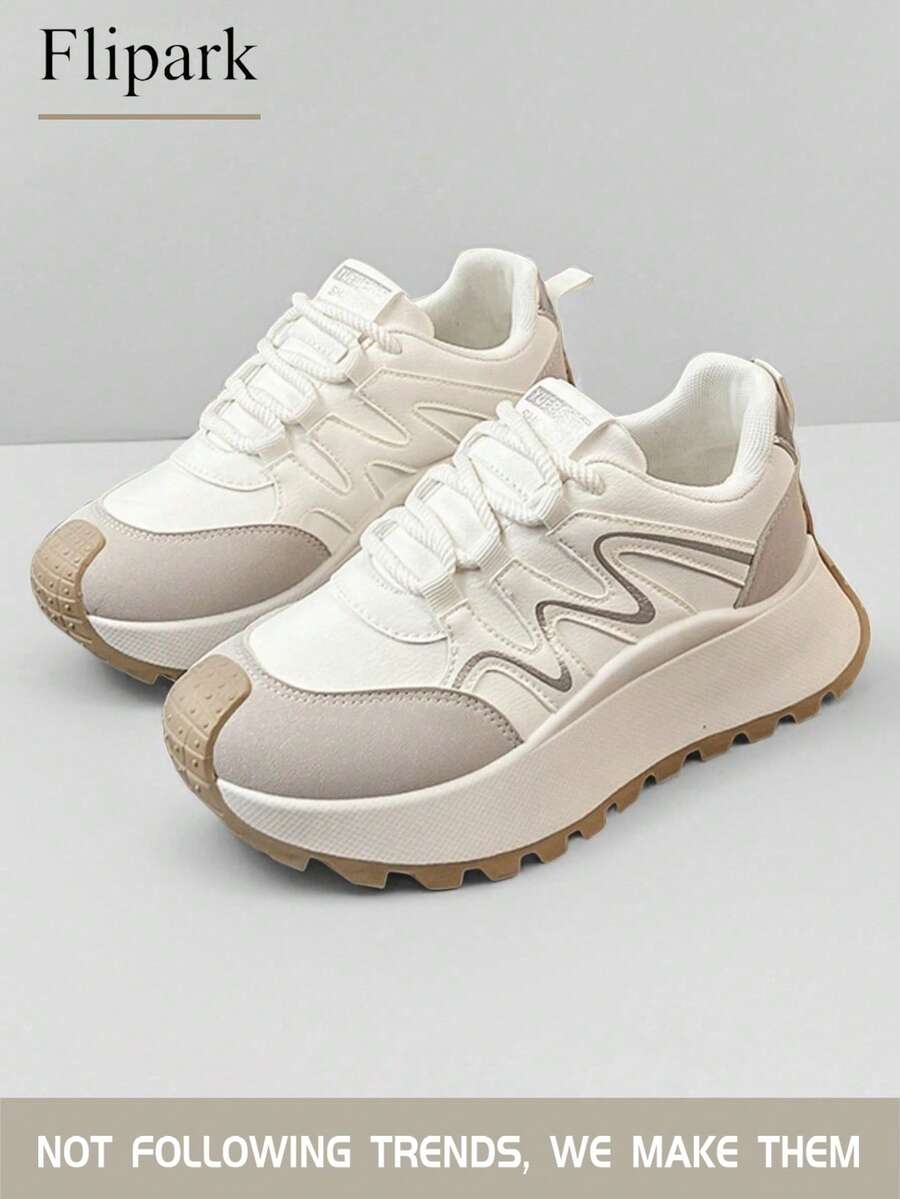 Flipark 1 双女士厚底时尚休闲运动鞋，春/秋，学院风，派对鞋，增高，黑色，红色，米色，女鞋，运动鞋