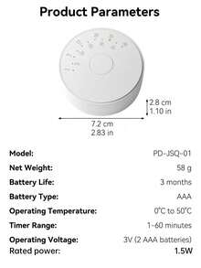 Digital Kitchen Timer, Silent Magnetic Rotary Timer, Suitable For Cooking, Learning, Exercise, Time Management (Batteries Not Included) - White - View 8