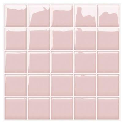5 Sheets 10"X10" Pink 3D Peel And Stick Backsplash Tiles Self Adhesive Vinyl Wall Stickers, Waterp