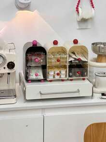 1pc Creative Tea Leaf Storage Box, Minimalist Design Tea/Coffee Capsule Drawer Organizer For Kitchen, Dining Room, Bathroom, Dorm, Holds Seasonings, Cosmetics, Small Parts