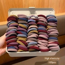 50/100/200 bucăți unisex pentru adulți, spandex, elastic fără sudură, bandă simplă tip coadă de cal, durabilă și elastică, design în culori mixte, potrivită pentru adolescenți și femei cu păr normal