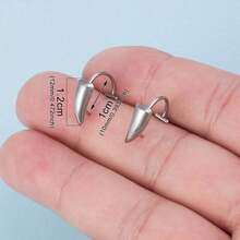 2pcs Exaggerated Gothic Style Stainless Steel Fake Lip Piercing Stud Ring With Sharp Teeth Design Body Jewelry - 銀色 - 查看 4