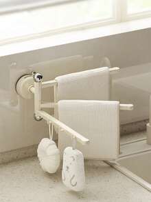 3-Arm Rotating Multifunctional Seamless Push-Pull Hook, Wall-Mounted Suction Cup Towel Rack, No-Drill Wall-Mounted Bathroom Storage Rack, Rotatable Clothes Hanger, Dishcloth Draining Shelf, Foldable Design, Storage Rack, Suitable For Shower Room, Kitchen, Balcony And Other Occasions. Can Store Towels, Hand Towels, Spoons, Spatulas And Other Tools. Ideal For Home And Dorm Installation. - Multicolor - View 3