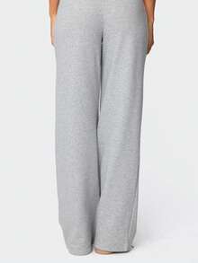 Women's Barrel Leg Sweatpant Drawstring Elastic Waisted Wide Leg Pants Casual Cotton Palazzo Trousers - 灰色 - 查看 4