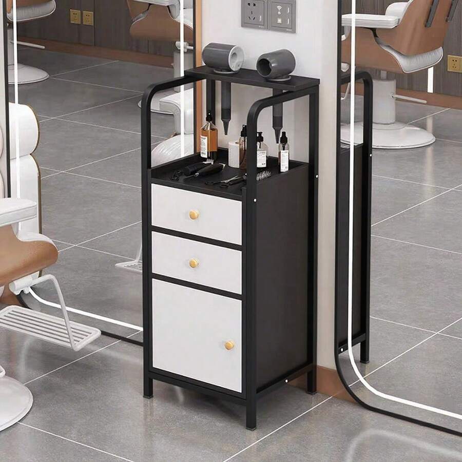 Organizador portátil para estética barbería | Carrito auxiliar 3 cajones 80cm | Gran capacidad para hogar o salón, ideal para peluqueros independientes o áreas de cuidado capilar en casa - Multicolor - Ver 1