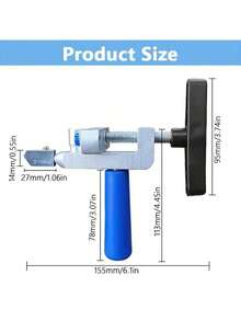 2 in 1 Taglierina manuale per vetro e piastrelle con ruota diamantata - Strumento di taglio preciso per fai da te e costruzione, base e morsetto in metallo regolabili, design portatile leggero (telaio robusto + viti blu), impugnatura ergonomica, struttura durevole