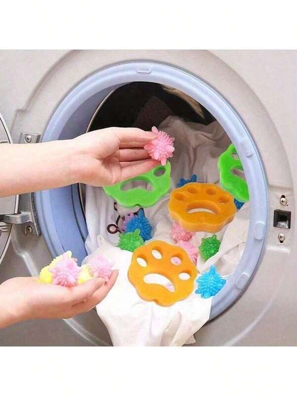 4/8/12 piezas Quitapelos de color para lavandería, quitapelos de mascotas, accesorios para lavadora, aspiradora reutilizable para mascotas, quitapelos reutilizable para lavandería, quitapelos para gatos y perros, limpiador reutilizable para secadora, bola de silicona reutilizable y sin electricidad para quitar el pelo de mascotas de manera conveniente para la lavandería, quitapelos para secadora (peso de una pieza 12 gramos)