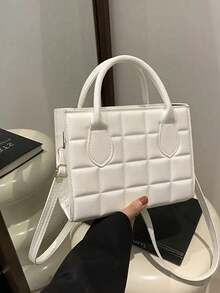 1 pieza Bolso con textura de moda, con relieve en forma de rombo, para uso diario