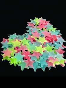 100 pezzi Stelle luminescenti, adesivi fluorescenti da parete e soffitto a forma di stelle, per rendere la camera da letto scintillante come il cielo notturno, decorazioni per camera da letto, decorazioni per la casa, adesivi luminescenti, adesivi luminosi - Multicolore - Visualizzare 5