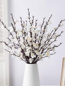 MEHELANY 8/4/1pc Artificial Flowers White Plum Blossom 21.27 Inch Spring And Summer Home Decor Fake Flowers Winter Sweet Long Stem Plastic Flowers For Home Room Decor Supplies, DIY Arrangement, Centerpiece Hotel Office Wedding Party Garden Decor