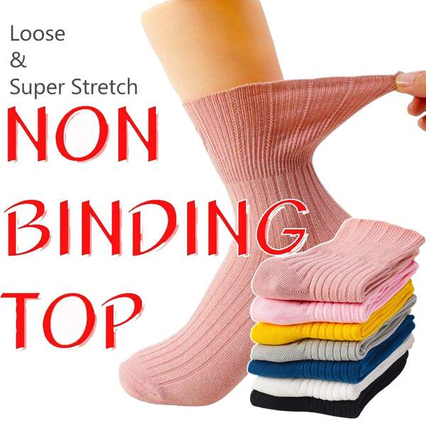 1~10 Pairs Of Diabetes Breathable Socks, Men's And Women's Knitting Medium Cylinder Non Binding Elastic Socks, Health Gift, High Elasticity Fabric Neutral Socks, Sweet Curse Socks, The Big D Socks, Spiking Socks, Non-Restraining, Flat Knit Upper, Comfortable, Fragrance-Free, Loose Socks