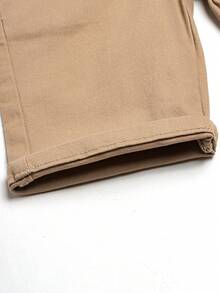 Shorts tejidos simples y versátiles para niño joven, absorbentes de sudor y transpirables - Caqui - Ver 8