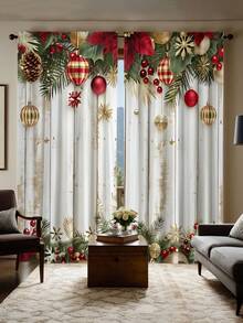 2片装现代节日庆典薄纱窗帘 - 透明涤纶材质，可机洗，适用于卧室、客厅、餐厅、厨房，节日窗帘，四季皆宜的家居窗帘 - 彩色 - 查看 3