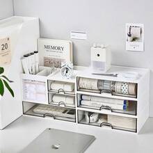 1 pieza Organizador de cajón de escritorio de acrílico, caja de almacenamiento apilable transparente para escritorio de oficina, planificador y papelería