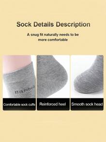 5 双男士竹纤维商务中筒袜，字母印花，吸湿排汗，透气舒适休闲袜，适合秋冬、秋季 - 彩色 - 查看 5