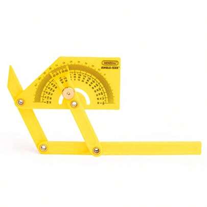TLL  29 Plastic Protractor And Angle Finder Outside Inside Sloped Angles 0° To 180° YellowTLL2574