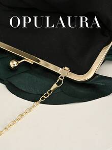 OpulAura 女士优雅迷人花瓣宴会手拿包，荷叶边设计晚礼服手提包，适合婚礼/度假/正式派对/舞会，配有链条 - 綠色 - 查看 4