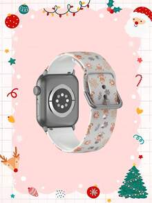 1 Peça Pulseira de Relógio Branca de TPU com Padrão Minimalista de Homem de Gengibre de Natal, Compatível com 38/40/41/42/44/45/49mm Ultra/SE/10/9/8/7/6/5/4/3/2/1