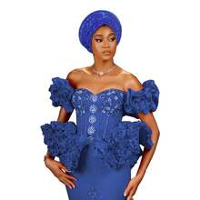 1 件非洲传统帽子、南美穆斯林库菲帽、头巾、亮片分层头饰 - 彩色 - 查看 5