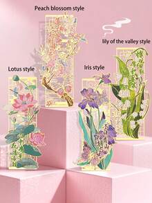 1pc Chinese Style Floral Bookmark, Romantic Gift, Creative Cultural Gift, Student Stationery, Elegant Bookmark