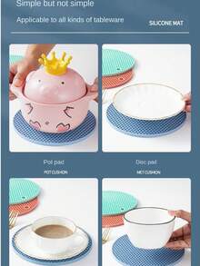 1 Round Silicone Casserole Mat Honeycomb Insulation Mat Table Mat Silicone Coaster Non-Slip Heat Insulation Kitchen Anti-Scalding High Temperature Resistant