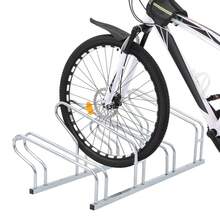vidaXL Bicycle Stand For 4 Bikes Floor Freestanding Galvanized Steel - Silver - View 3