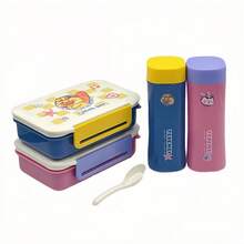 1 Set praktische auslaufsichere Studenten Lunchbox, beinhaltet Fach-Bento-Box mit Besteck & Becher, Snackbehälter, Lunchbeutel, geeignet für Schule, Outdoor, Picknick, Arbeit, Partys