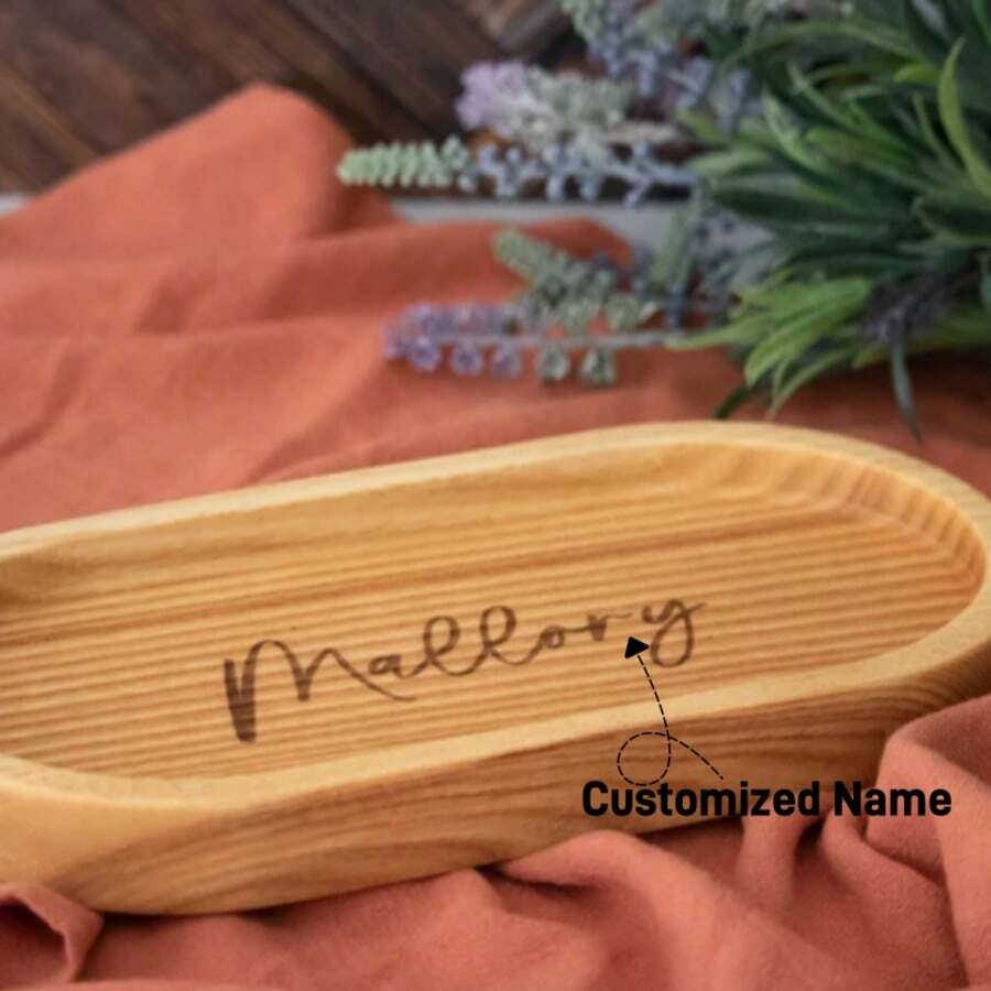 1PC Customized Name Wooden Tray, Personalized Bridesmaids Gift,Bridal Shower, Wedding Keepsake - Custom Names And Dates - Engraved Keepsake - Bridesmaid Appreciation.