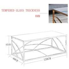 AINPECCA Frame Coffee Table Stainless Steel With Dark Grey Tempered Glass Design Living Room - Gold - View 2