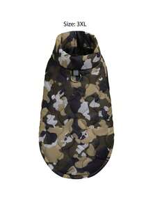 Camel Camouflage Printed Belly Zipper Pet Padded Coat Dog Jacket, Suitable For Large, Medium And Small Dogs