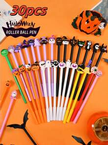 30支/15支/4支卡通中性笔万圣节礼物学生学校奖品书写工具水性笔可爱造型签名笔(款式随机) - 黑色 - 查看 2