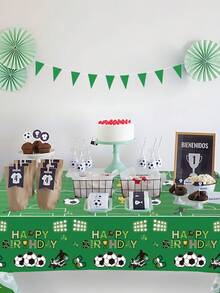 1件绿色足球主题生日派对PE桌布，足球主题生日快乐一次性桌布，绿色足球主题男孩生日运动派对餐桌装饰，家居装饰，房间装饰，足球主题派对餐桌装饰，厨房装饰，足球生日装饰，足球生日运动游戏派对用品，派对礼物，足球装饰品 - 綠色足球 - 查看 5