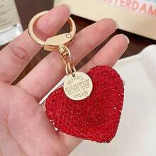 1pc Fashionable Heart-Shaped Keychain With Sparkling Rhinestones, Lovely Gift For Women, Girlfriend, Couples, Car Key Chain, Suitable For Birthday, Christmas, Easter, Valentine's Day, Mother's Day, Party Bag Charms Car Accessories Teacher Sister Gift Ideas