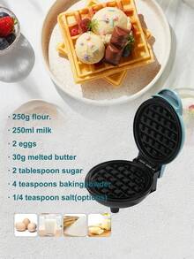 SCISHARE 1PC Wall Plug 350-Watt 4-Inch Mini Waffle Maker For Individual Waffles, Hash Browns, Keto Chaffles With Easy To Clean, Non-Stick Surfaces