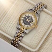 PROKING 1pc 26mm Women's Watch, Elegant & Charming, Business Stylish, Super Waterproof, High-End Luxury Calendar Wristwatch, Stainless Steel Case & Strap, Japanese Movement, Roman Numeral Dial, Quartz, Daily Wear, Gift For Birthday, Holiday