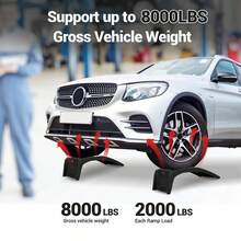 8" Lift Solid Steel Car Ramp 8000 Lbs Capacity, 2000 Lbs Per Ramps, Heavy Duty Truck Ramps For Car Repair Or Vehicle Maintenance, 2 Pack Car Ramps, Black - Black - View 3
