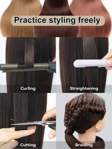 带合成头发的模特头 - 直发，20 英寸娃娃头，适用于美容美发师（#27 浅棕色）﻿ - 彩色 - 查看 7