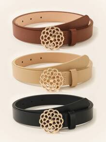 3件套黑色、棕色、米色字母方形金色女士时尚腰带，浪漫、休闲、简约、百搭，适合商务、约会、派对等各种场合，四季皆宜，包括夏季、秋季、万圣节等。