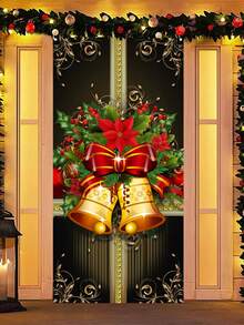 1 pieza, Pancarta de bienvenida de Feliz Navidad - 90 cm x 180 cm Decoración de puerta delantera y porche de poliéster a rayas, cartel colgante rectangular clásico para decoración del hogar y fiestas de vacaciones, decoraciones de bienvenida al hogar