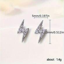 Edgy Lightning Golden Zirconia Studs With Prismatic Brilliance -  Accessories For Street Commute, Concerts & Night Events - golden - 查看 8